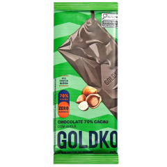BARRA DE CHOCOLATE 70% CACAU + AVELÃ 80G